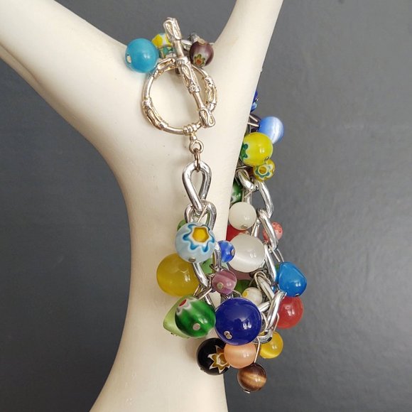 Multi color glass beaded bauble bracelet - Picture 4 of 8